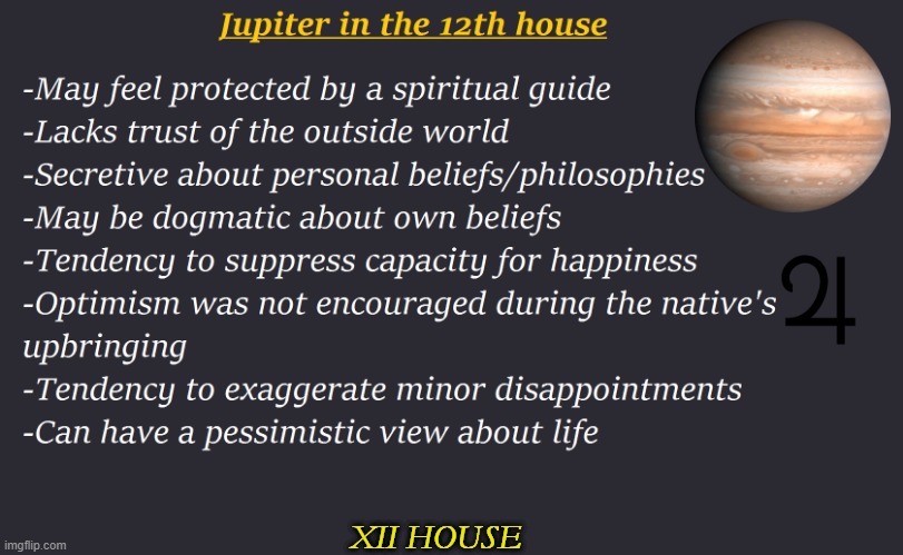  Júpiter a la 12a Casa Trets de personalitat