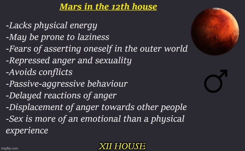  Marte în Casa a 12-a Trăsături de personalitate