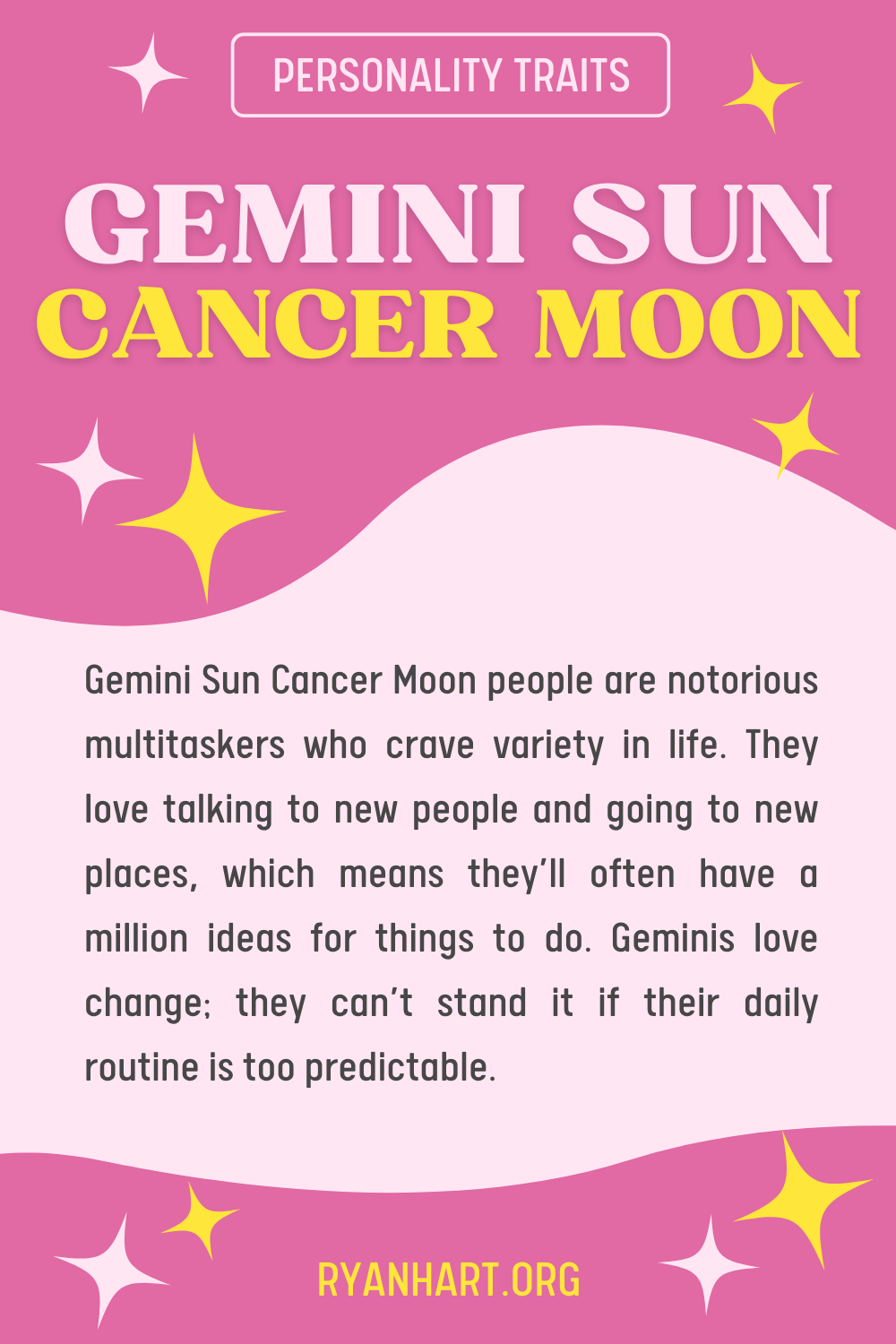  Feartan pearsantachd Gemini Sun Cancer Moon