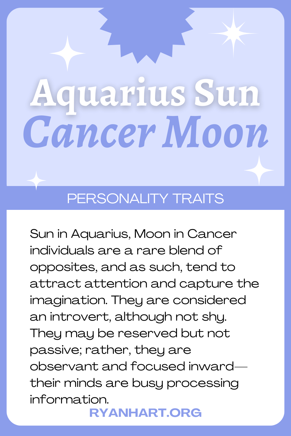  Feartan pearsantachd gealach Aquarius Sun Cancer