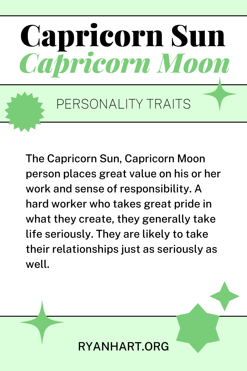  Capricorn Soare Capricorn Luna Capricorn Trăsături de personalitate